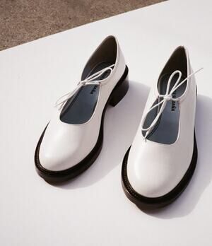 Nicole Saldana | Fabiana Mary Jane in White Leather Shoes 38